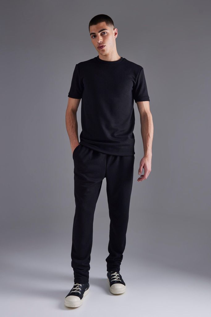 Men's Muscle Fit T-Shirt And Tapered Jogger Set - Black - S, Black