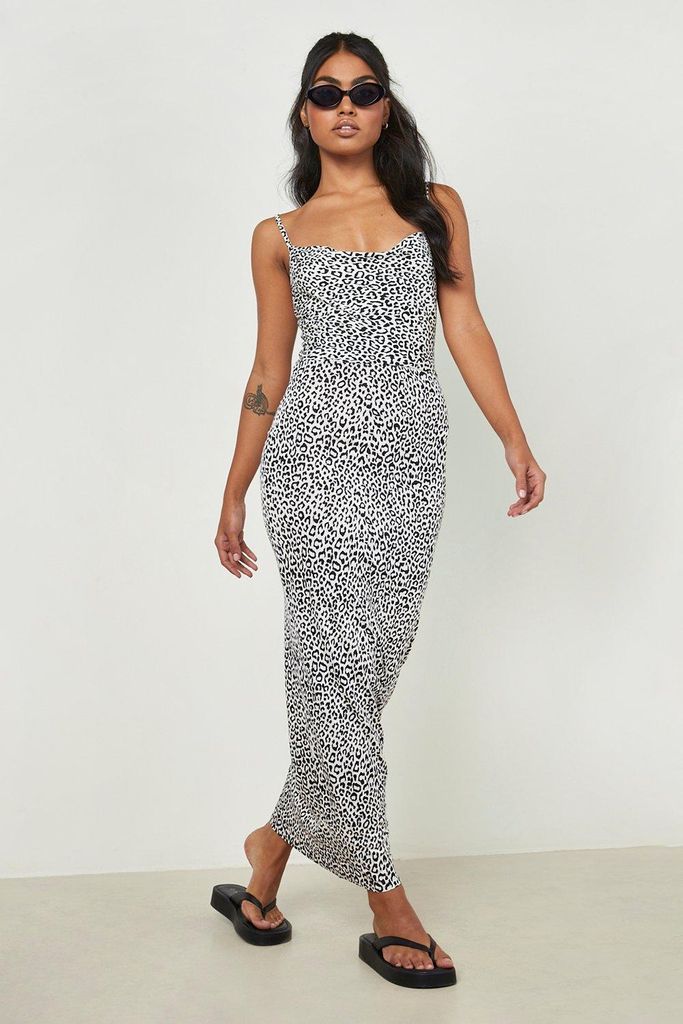 Womens Cowl Neck Maxi Dress Leopard Print - Brown - 8, Brown