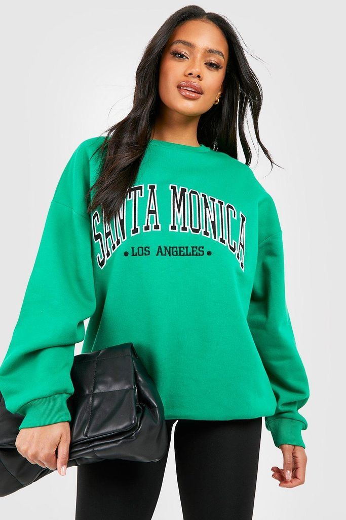 Womens Santa Monica Applique Oversized Sweatshirt - Green - L, Green
