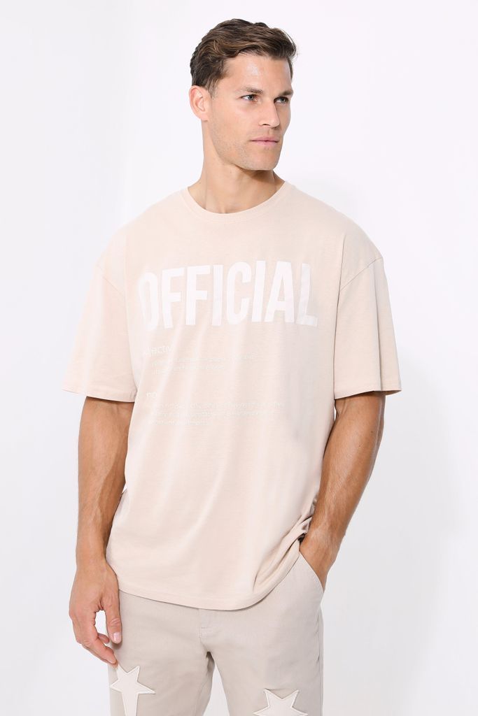 Men's Tall Oversized High Build Tonal T-Shirt - Beige - S, Beige