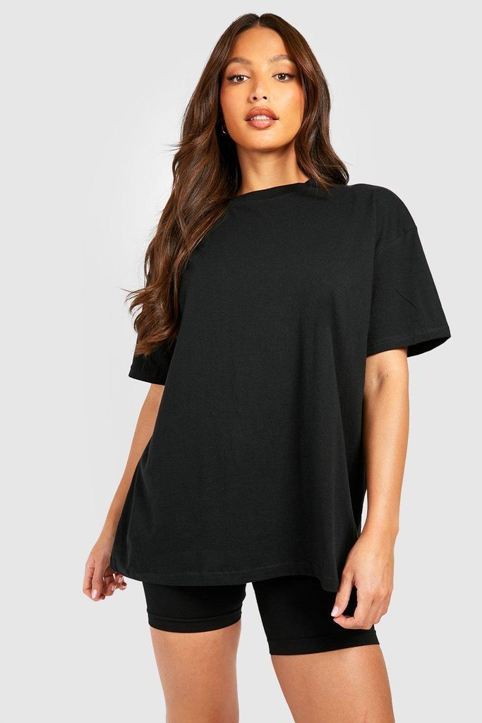 Womens Tall Cotton Oversized Basic T-Shirt - Black - S, Black