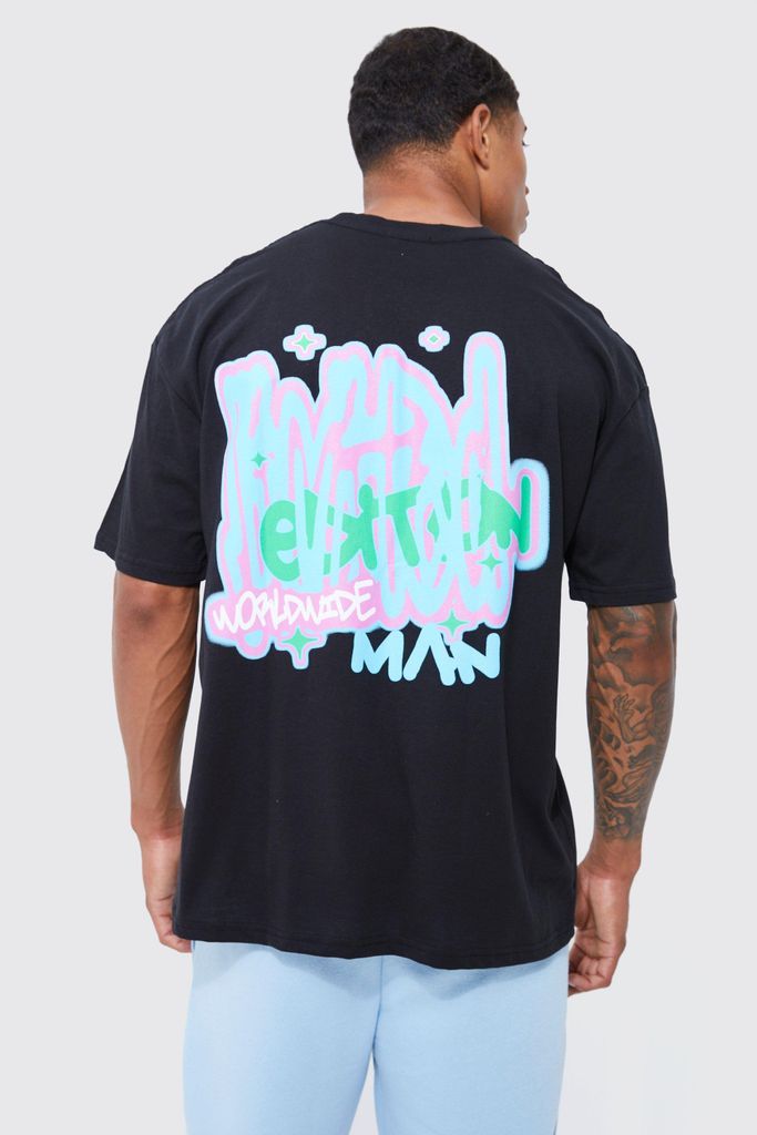 Men's Oversized Limited Edition Graffiti T-Shirt - Black - S, Black