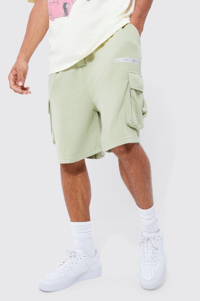Men's Tall Oversized Drop Crotch Ruched Cargo Short - Green - S, Green