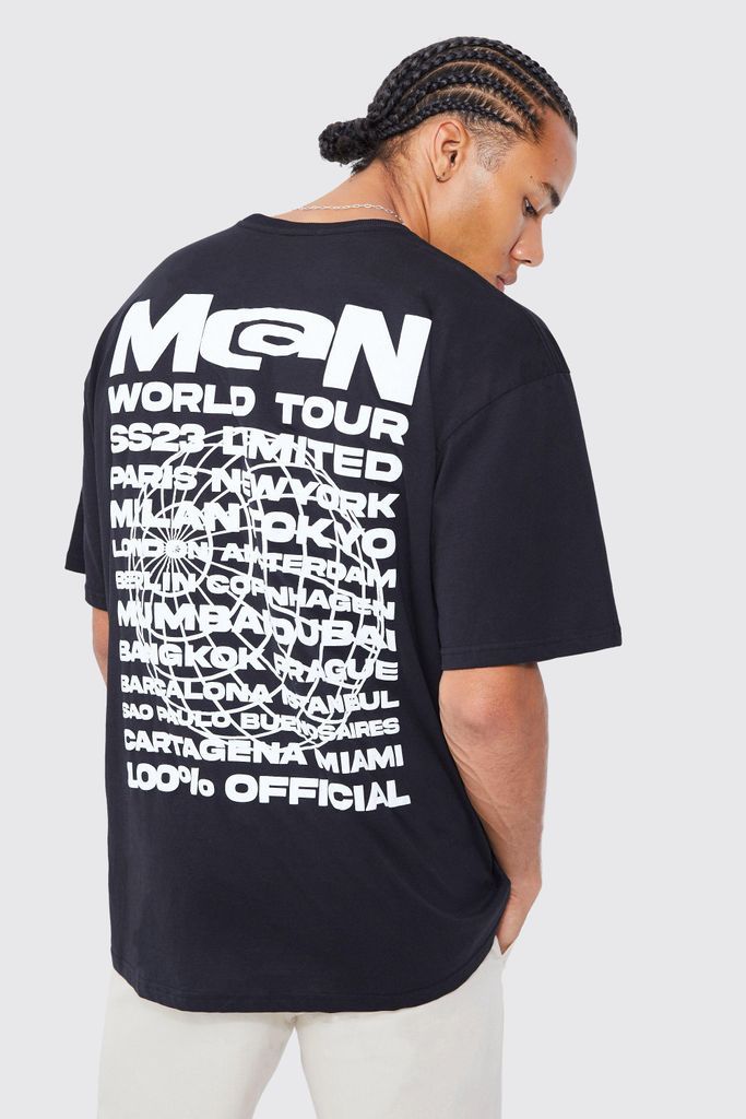 Men's Tall Oversized World Tour Back Print T-Shirt - Black - S, Black