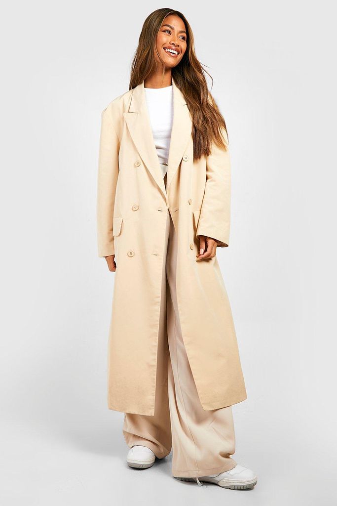 Womens Double Breasted Trench Coat - Beige - 8, Beige