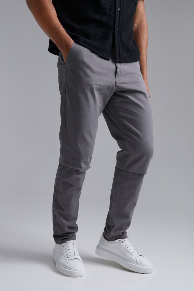 Men's Tall Slim Fit Chino Trousers - Grey - S, Grey