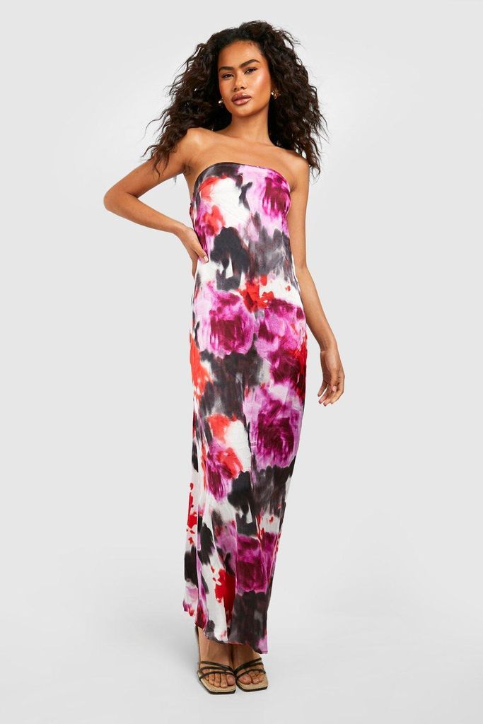 Womens Marble Bandeau Maxi Dress - Pink - 8, Pink