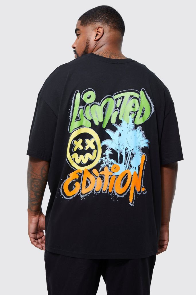 Men's Plus Oversized Ltd Edition Graffiti T-Shirt - Black - Xxxl, Black