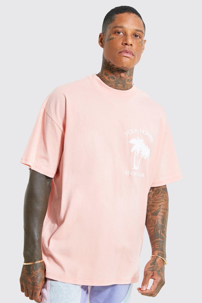 Men's Oversized Pour Homme Heavyweight T-Shirt - Pink - M, Pink