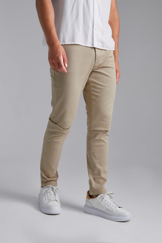 Men's Tall Skinny Fit Chino Trousers - Beige - S, Beige