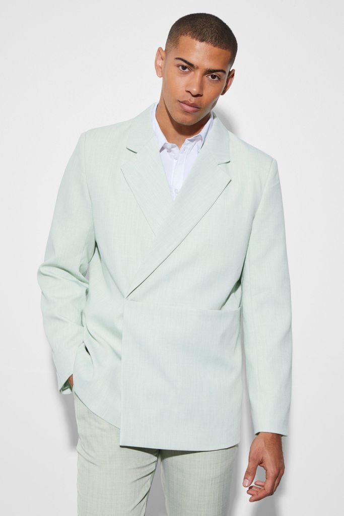 Men's Relaxed Wrap Blazer With Pouch - Green - 34, Green