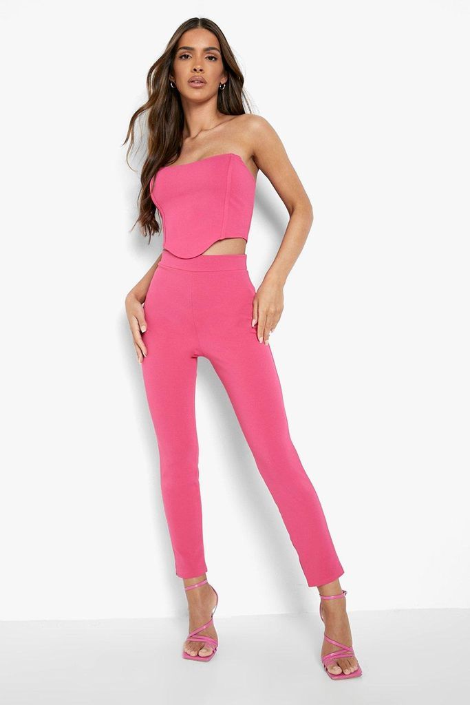 Womens Corset & Slim Fit Trousers - Pink - 8, Pink