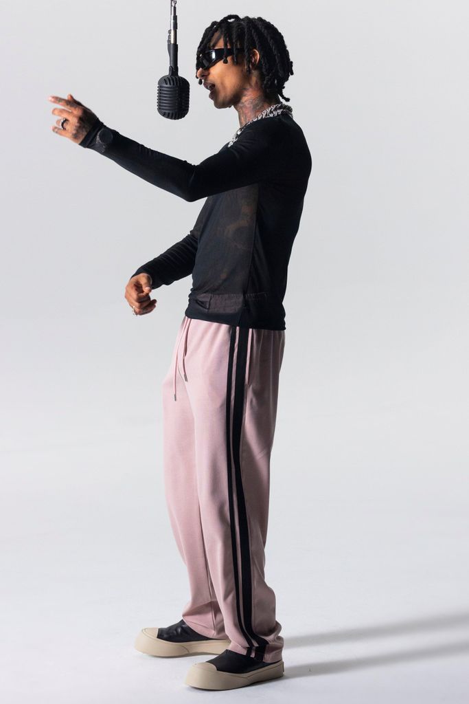 Men's Straight Side Stripe Jogger Waist Trousers - Pink - S, Pink
