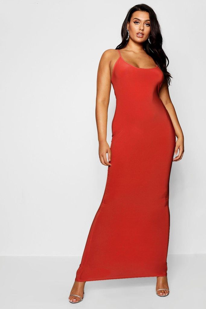Womens Plus Slinky Strappy Maxi Dress - Red - 16, Red