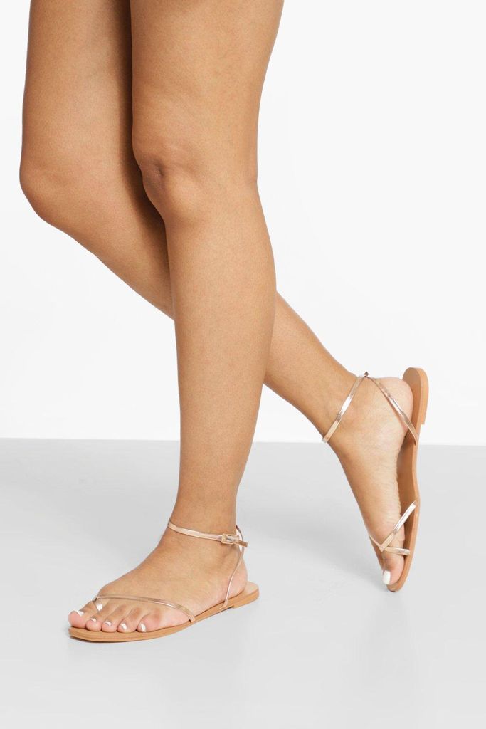 Womens Wide Fit Metallic Minimal Basic Sandal - Pink - 3, Pink