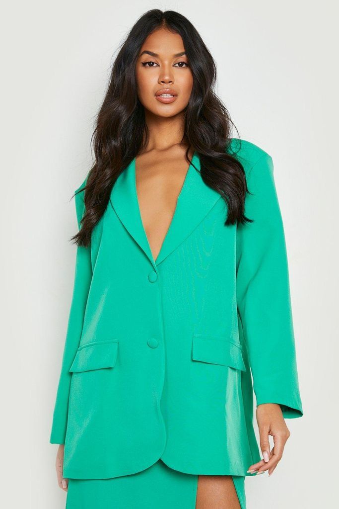 Womens Relaxed Fit Single Breasted Blazer - Green - 8, Green