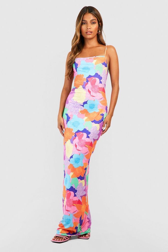 Womens Floral Strappy Maxi Dress - Multi - 8, Multi