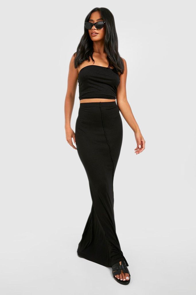 Womens Petite Seam Detail Jersey Maxi Skirt - Black - 6, Black