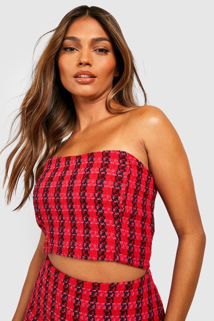 Womens Boucle Bandeau Top - Red - 10, Red