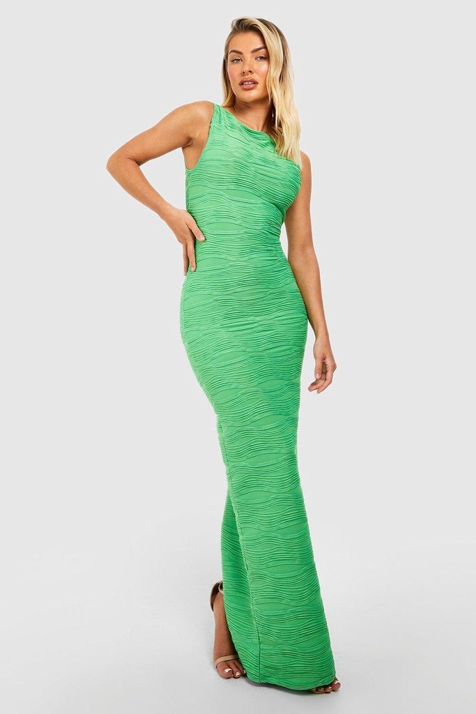 Womens Textured Wave Rib Maxi Dress - Green - 8, Green