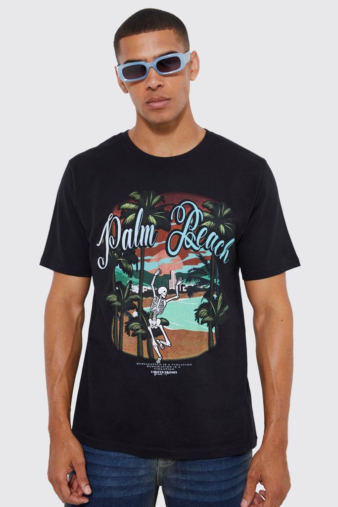 Men's Palm Beach Skeleton Graphic T-Shirt - Black - S, Black