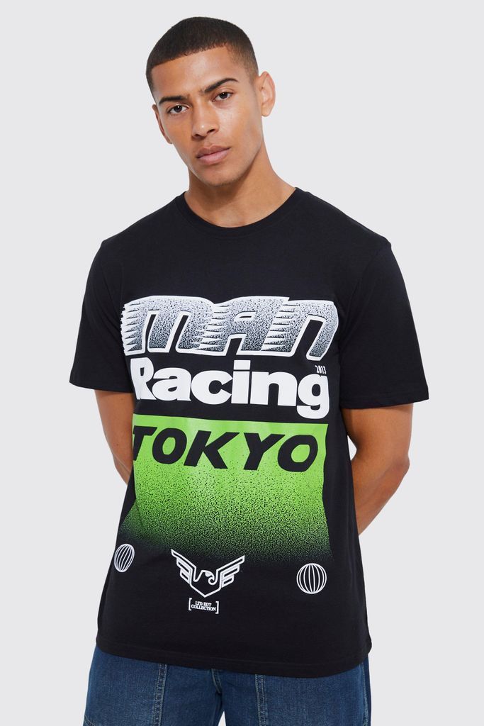 Men's Tokyo Moto Racing Print T-Shirt - Black - S, Black