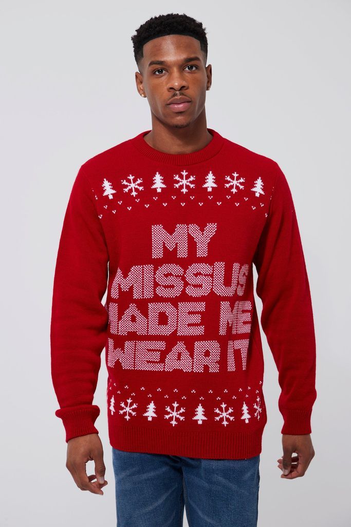 Men's My Missus Made Me Wear It Christmas Jumper - Red - Xs, Red