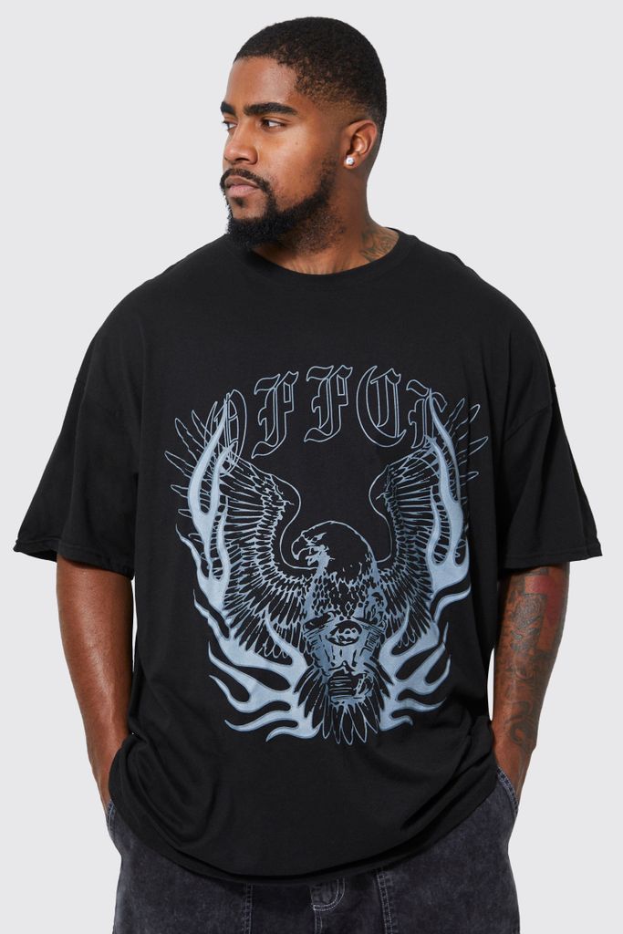 Men's Plus Oversized Flame Eagle Graphic T-Shirt - Black - Xxl, Black