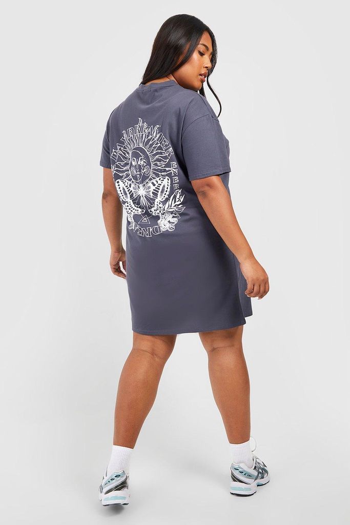 Womens Plus Celestial T-Shirt Dress - Grey - 18, Grey