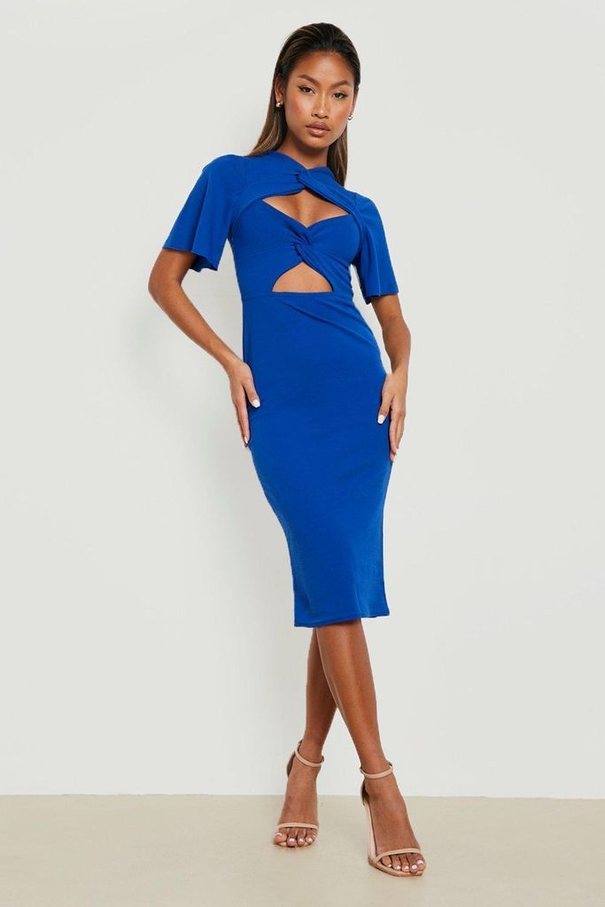 Womens Cut Out Twist Detail Midi Dress - Blue - 10, Blue