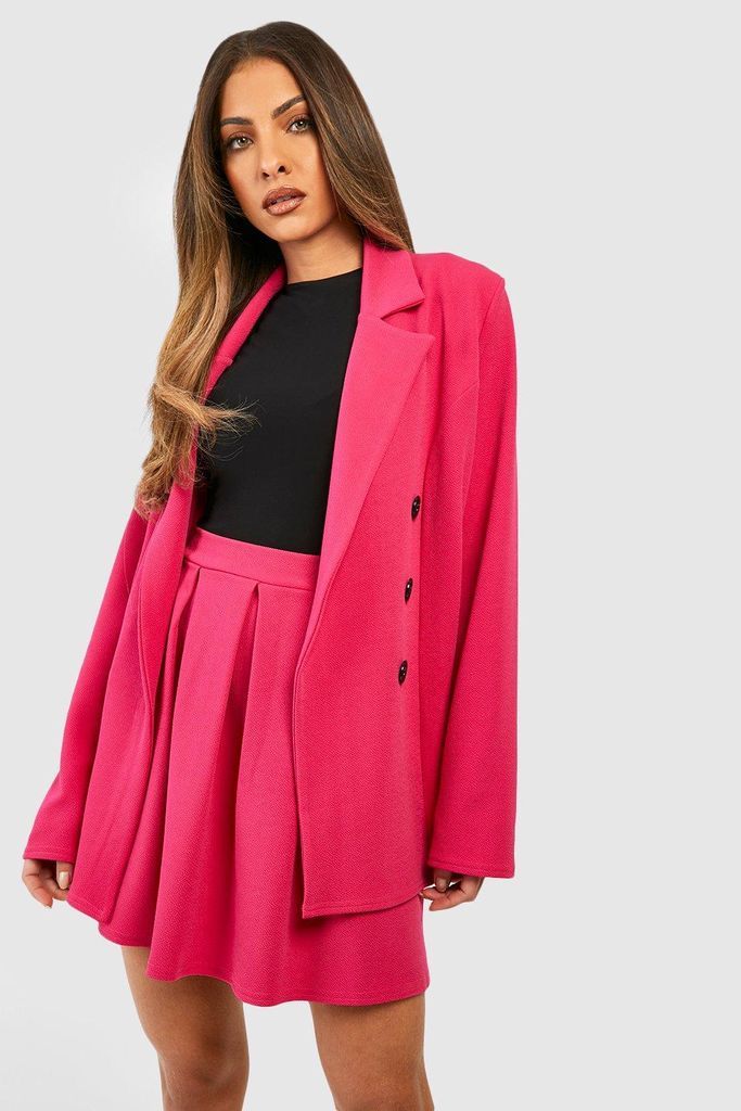Womens Basic Jersey Contrast Button Double Breasted Blazer - Pink - 10, Pink