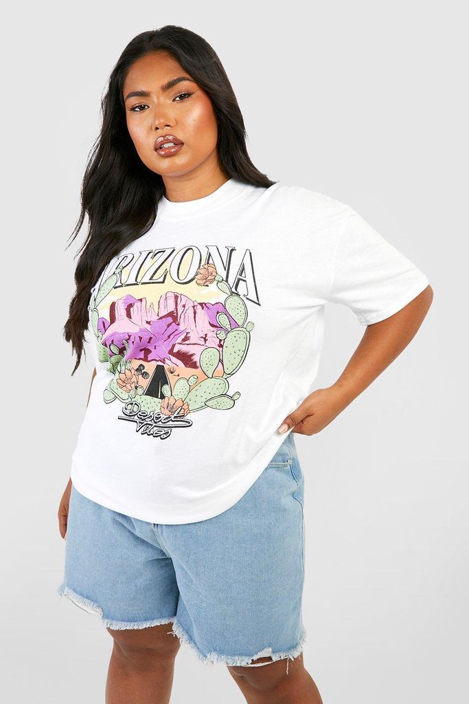 Womens Plus Arizona Printed T-Shirt - White - 16, White