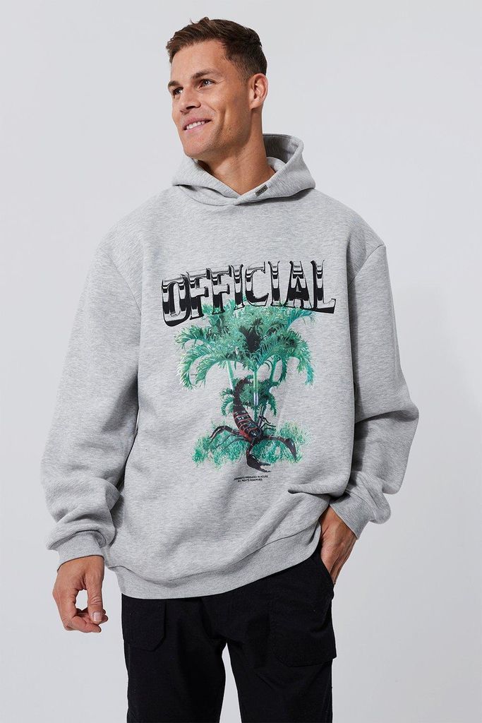 Men's Tall Oversized Official Graphic Hoodie - Grey - M, Grey
