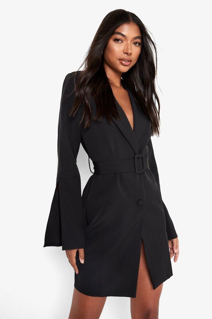 Womens Tall Split Sleeve Woven Blazer Dress - Black - 10, Black