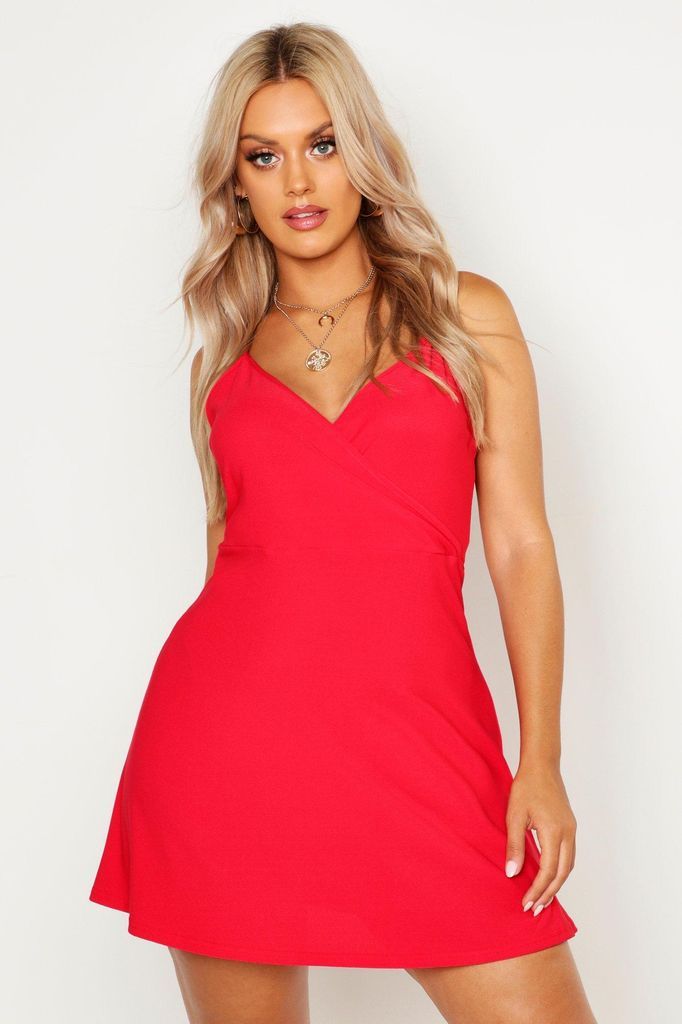 Womens Plus Strappy Swing Sundress - Red - 24, Red