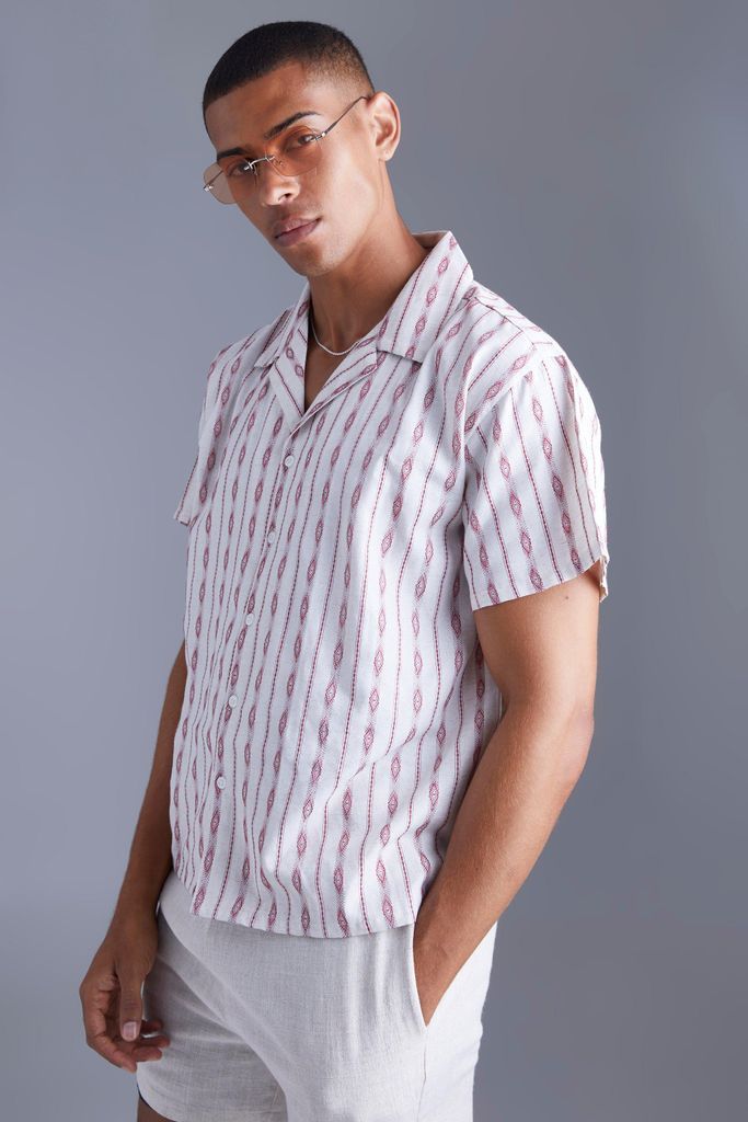 Men's Short Sleeve Boxy Aztec Shirt - Red - S, Red