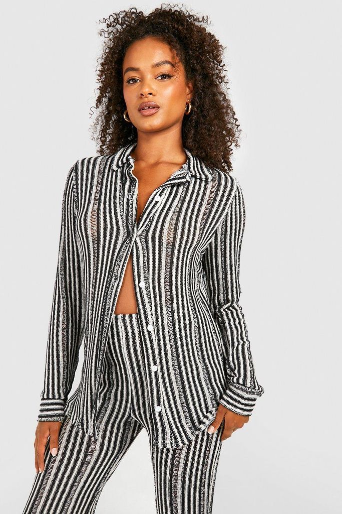 Womens Tall Textured Stripe Shirt - Black - 8, Black
