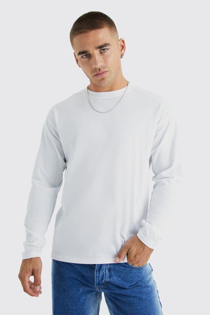 Men's Long Sleeve Crew Neck T-Shirt - White - S, White