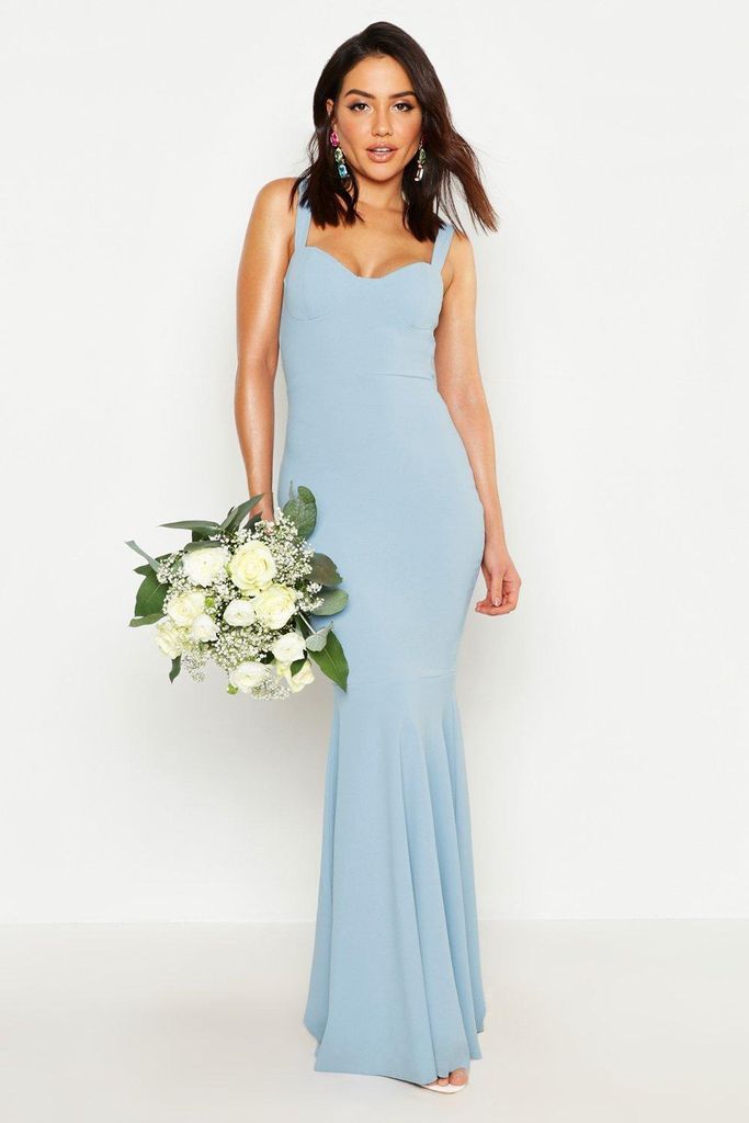 Womens Fitted Fishtail Maxi Bridesmaid Dress - Blue - 8, Blue