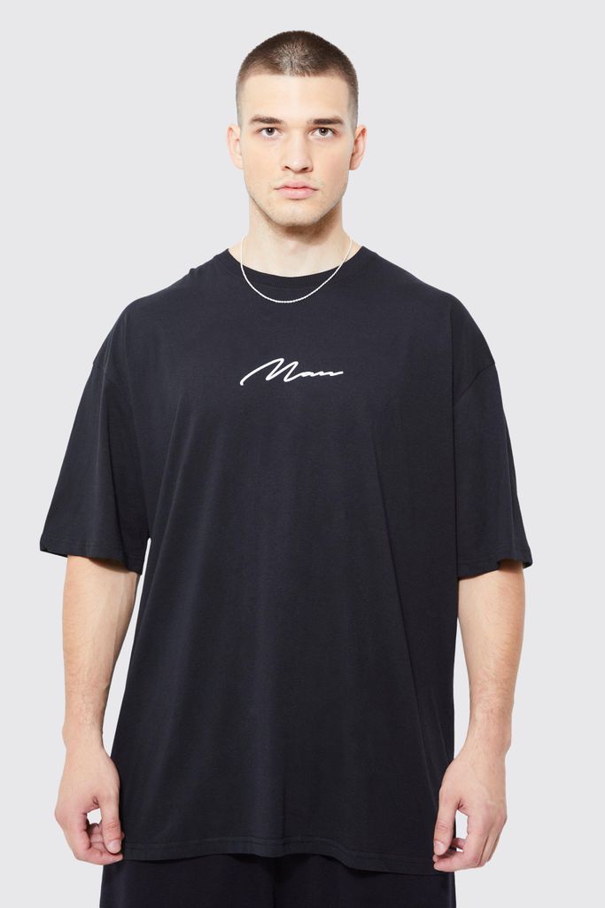 Men's Tall Man Signature Oversized Crew Neck T-Shirt - Black - S, Black