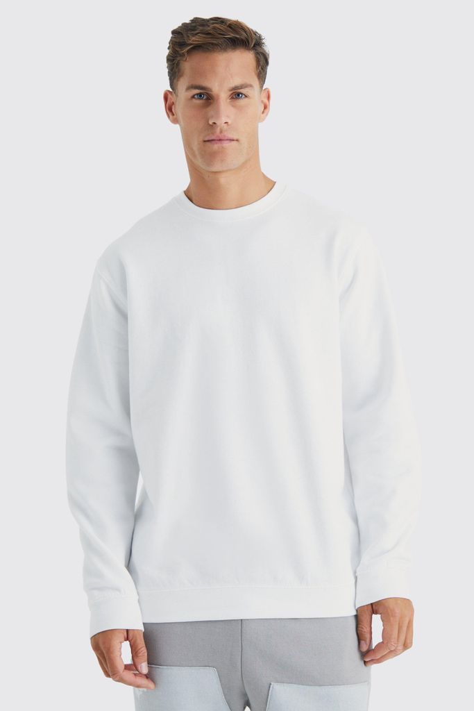 Men's Tall Oversized Basic Sweatshirt - White - S, White
