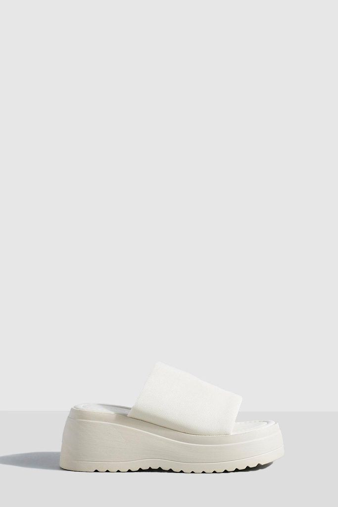 Womens Wide Fit Chunky Flatform Sandals - White - 3, White
