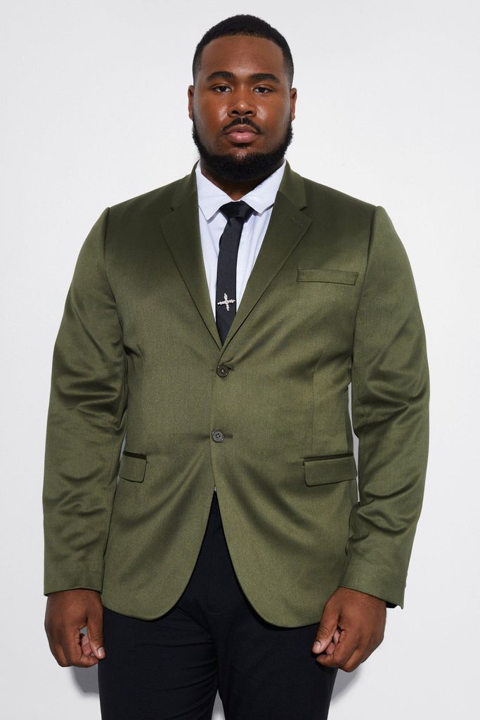 Men's Plus Skinny Satin Suit Jacket - Green - 48, Green