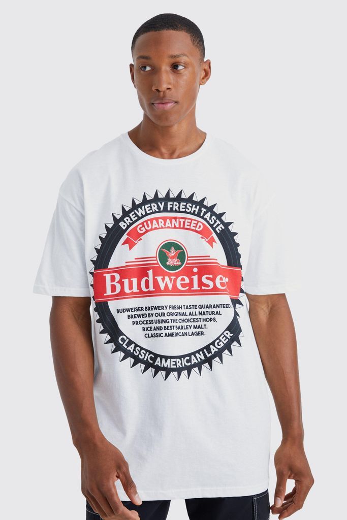 Men's Oversized Budweiser License T-Shirt - White - S, White