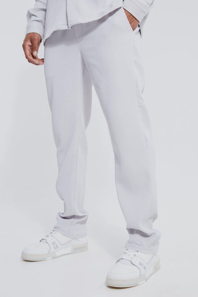 Men's Slim Pleated Trouser - Grey - S, Grey