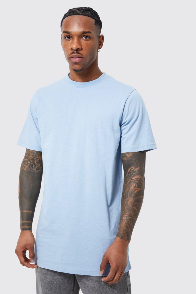 Men's Longline Crew Neck T-Shirt - Blue - S, Blue