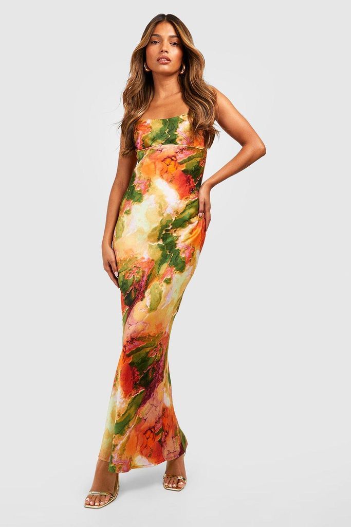 Womens Abstract Satin Detail Slip Dress - Multi - 16, Multi