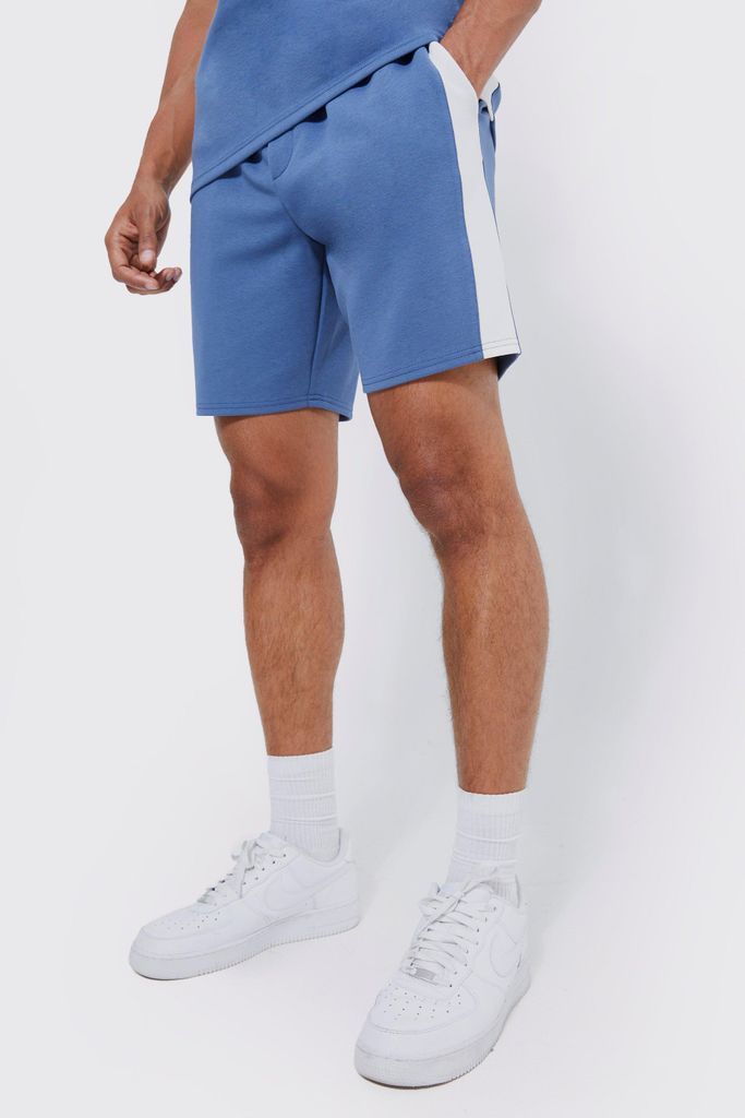 Men's Elasticated Slim Scuba Side Panel Shorts - Blue - S, Blue