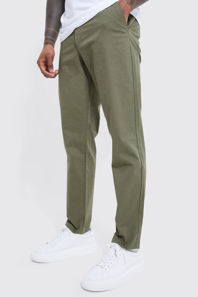 Men's Fixed Waist Slim Fit Textured Chino - Green - 28, Green