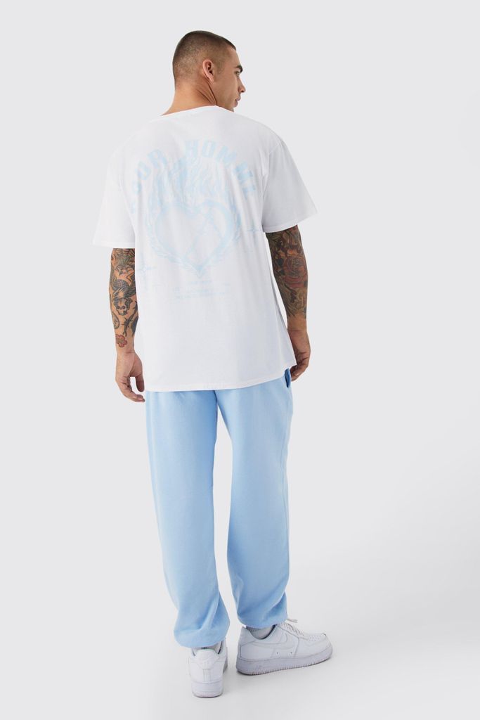 Men's Oversized Pour Homme T-Shirt & Jogger Set - Blue - S, Blue